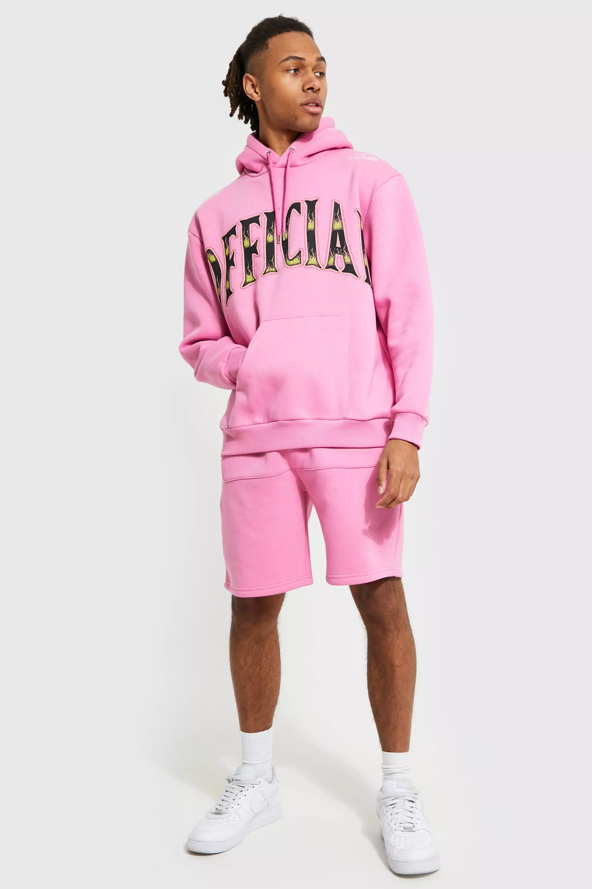 Pink best sale short tracksuit